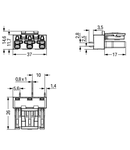 Socket for PCBs; straight; 3-pole; Cod. A; white