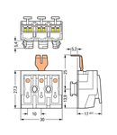 Lighting connector; push-button, external; for Linect®; with snap-in ground contact; 3-pole; Cod. A; Lighting side: for solid conductors; Inst. side: for all conductor types; max. 2.5 mm²; Surrounding air temperature: max 85°C (T85); 2,50 mm²; white