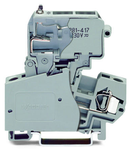 2-conductor fuse terminal block; with pivoting fuse holder; for miniature metric fuse 1/4 x 1 mm; with blown fuse indication by neon lamp; 120 V; for DIN-rail 35 x 15 and 35 x 7.5; 4 mm²; CAGE CLAMP®; 4,00 mm²; gray