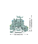 Double-deck terminal block; Ground conductor/through terminal block; PE/N; with marker carrier; for DIN-rail 35 x 15 and 35 x 7.5; 1 mm²; Push-in CAGE CLAMP®; 1,00 mm²; gray