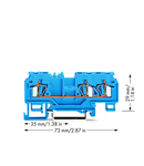 3-conductor through terminal block; 4 mm²; with test port; suitable for Ex i applications; center marking; for DIN-rail 35 x 15 and 35 x 7.5; CAGE CLAMP®; 4,00 mm²; blue