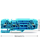 2-conductor carrier terminal block; with test option; for DIN-rail 35 x 15 and 35 x 7.5; 6 mm²; Push-in CAGE CLAMP®; 6,00 mm²; blue