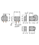 Stackable 2-conductor PCB terminal block; push-button; 0.75 mm²; Pin spacing 5/5.08 mm; 1-pole; PUSH WIRE®; 0,75 mm²; gray