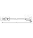 pre-assembled connecting cable; Eca; Socket/open-ended; 3-pole; Cod. A; 8 m; 1,00 mm²; white