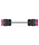 pre-assembled interconnecting cable; Eca; Socket/plug; 5-pole; Cod. B; 3 m; 1,00 mm²; pink