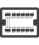 Distribution box; Single-phase current (230 V); 1 input; 11 outputs; Cod. A; MIDI; black