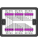 Distribution box; 230 V + SMI; 1 input; 5 outputs; Cod. B; MIDI; black