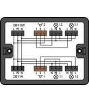 Distribution box; Series switching; 1 input; 7 outputs; Cod. A, S; MIDI; black