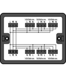 Distribution box; Single-phase current (230 V); 1 input; 13 outputs; Cod. A; MIDI; black