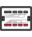 Distribution box; Three-phase to single-phase current (400 V/230 V); 2 inputs; 6 outputs; Cod. A, P; MIDI; black