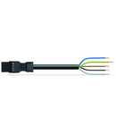 pre-assembled connecting cable; Eca; Plug/open-ended; 5-pole; Cod. A; H05Z1Z1-F 5G 1.5 mm²; 8 m; 1,50 mm²; black