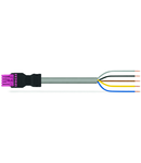 pre-assembled connecting cable; Eca; Socket/open-ended; 5-pole; Cod. B; 8 m; 1,50 mm²; pink