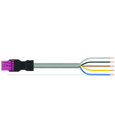 pre-assembled connecting cable; Eca; Socket/open-ended; 5-pole; Cod. B; 7 m; 1,50 mm²; pink