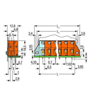 PCB terminal block; push-button; 2.5 mm²; Pin spacing 7.62 mm; 7-pole; CAGE CLAMP®; clamping collar; 2,50 mm²; orange