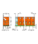 PCB terminal block; push-button; 2.5 mm²; Pin spacing 7.62 mm; 2-pole; CAGE CLAMP®; 2,50 mm²; orange