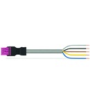 pre-assembled connecting cable; Eca; Socket/open-ended; 5-pole; Cod. B; 6 m; 1,00 mm²; pink