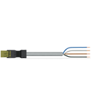 pre-assembled connecting cable; Eca; Plug/open-ended; 4-pole; Cod. B; Control cable 4 x 1.5 mm²; 5 m; 1,50 mm²; light green