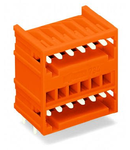THT double-deck male header; 1.0 x 1.0 mm solder pin; angled; 100% protected against mismating; Pin spacing 3.81 mm; 18-pole; orange