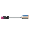 pre-assembled connecting cable; Eca; Plug/open-ended; 4-pole; Cod. B; Control cable 4 x 1.0 mm²; 7 m; 1,00 mm²; pink