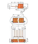 Feedthrough terminal block; Plate thickness: 1.5 mm; 2.5 mm²; Pin spacing 5.08 mm; 6-pole; CAGE CLAMP®; 2,50 mm²; orange