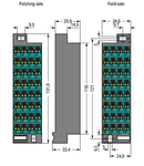 Matrix patchboard; 32-pole; Marking 33-64; Color of modules: blue; for 19" racks; 1,50 mm²; dark gray