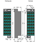 Matrix patchboard; 32-pole; Marking 33-64; Color of modules: blue; for 19" racks; 1,50 mm²; dark gray