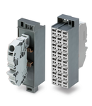 Common potential matrix patchboard; Marking 1-24; with 1 input module incl. end plate; Color of modules: gray; Numbering of modules arranged vertically; for 19" racks; Slimline version; 16,00 mm²; dark gray