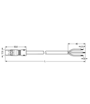pre-assembled connecting cable; Eca; Plug/open-ended; 3-pole; Cod. A; H05Z1Z1-F 3G 1.0 mm²; 8 m; 1,00 mm²; white
