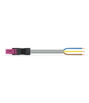 pre-assembled connecting cable; Eca; Socket/open-ended; 3-pole; Cod. B; 8 m; 1,50 mm²; pink