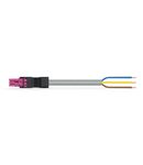 pre-assembled connecting cable; Eca; Socket/open-ended; 3-pole; Cod. B; 1 m; 1,50 mm²; pink