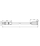pre-assembled connecting cable; Eca; Socket/open-ended; 3-pole; Cod. B; 4m; 1,00 mm²; gray