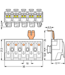 Lighting connector; push-button, external; for Linect®; with snap-in ground contact; DA+ DA- L PE N; 5-pole; Cod. I; Lighting side: for solid conductors; Inst. side: for all conductor types; max. 2.5 mm²; Surrounding air temperature: max 85°C (T85); 2,50 