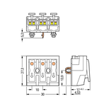 Lighting connector; push-button, external; with direct ground contact; 3-pole; Lighting side: for solid conductors; Inst. side: for all conductor types; max. 2.5 mm²; Surrounding air temperature: max 85°C (T85); 2,50 mm²; white