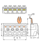 Lighting connector; push-button, external; with angled snap-in ground contact; 5-pole; Lighting side: for solid conductors; Inst. side: for all conductor types; max. 2.5 mm²; Surrounding air temperature: max 85°C (T85); 2,50 mm²; white