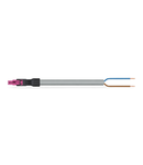 pre-assembled connecting cable; Eca; Socket/open-ended; 2-pole; Cod. B; Control cable 2 x 1.0 mm²; 8 m; 1,00 mm²; pink