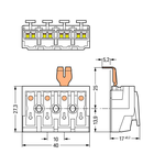 Lighting connector; push-button, external; with snap-in ground contact; 4-pole; Lighting side: for solid conductors; Inst. side: for all conductor types; max. 2.5 mm²; Surrounding air temperature: max 85°C (T85); 2,50 mm²; white