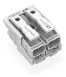 Lighting connector; push-button, external; without ground contact; 2-pole; Lighting side: for solid conductors; Inst. side: for all conductor types; max. 2.5 mm²; Surrounding air temperature: max 85°C (T85); 2,50 mm²; white