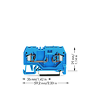 2-conductor carrier terminal block; for DIN-rail 35 x 15 and 35 x 7.5; 4 mm²; CAGE CLAMP®; 4,00 mm²; blue