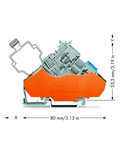 2-conductor actuator terminal block; with colored conductor entries; 2.5 mm²; CAGE CLAMP®; 2,50 mm²; gray