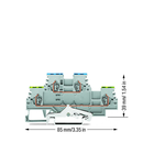 Double-deck terminal block; Ground conductor/through terminal block; PE/N; without marker carrier; for DIN-rail 35 x 15 and 35 x 7.5; 1.5 mm²; CAGE CLAMP®; 1,50 mm²; gray