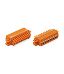 1-conductor female plug; 100% protected against mismating; push-button; clamping collar; 1.5 mm²; Pin spacing 3.81 mm; 20-pole; 1,50 mm²; orange