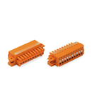 1-conductor female plug; 100% protected against mismating; push-button; clamping collar; 1.5 mm²; Pin spacing 3.81 mm; 14-pole; 1,50 mm²; orange