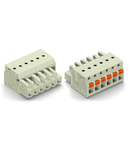 1-conductor female plug; 100% protected against mismating; push-button; Strain relief plate; 2.5 mm²; Pin spacing 5 mm; 15-pole; 2,50 mm²; light gray