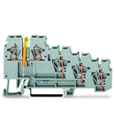 4-conductor sensor terminal block; LED (yellow); for NPN-(low-side) switching sensors; 2.5 mm²; CAGE CLAMP®; 2,50 mm²; gray