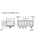 4-conductor terminal strip; suitable for Ex e II applications; 11-pole; without push-buttons; with snap-in mounting feet; for plate thickness 0.6 - 1.2 mm; Fixing hole 3.5 mm Ø; 2.5 mm²; CAGE CLAMP®; 2,50 mm²; light gray