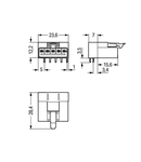 Plug for PCBs; angled; 5-pole; Cod. B; pink