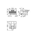 Socket for PCBs; angled; 5-pole; Cod. A; black