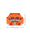 Space-saving, 4-conductor end terminal block; without push-buttons; without protruding snap-in mounting foot; for terminal strips with snap-in mounting feet; 4 mm²; CAGE CLAMP®; 4,00 mm²; orange