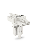 T-distribution connector; 4-pole; Cod. A; 1 input; 2 outputs; 3 locking levers; for flying leads; white