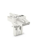 T-distribution connector; 4-pole; Cod. A; 1 input; 2 outputs; 2 locking levers; white